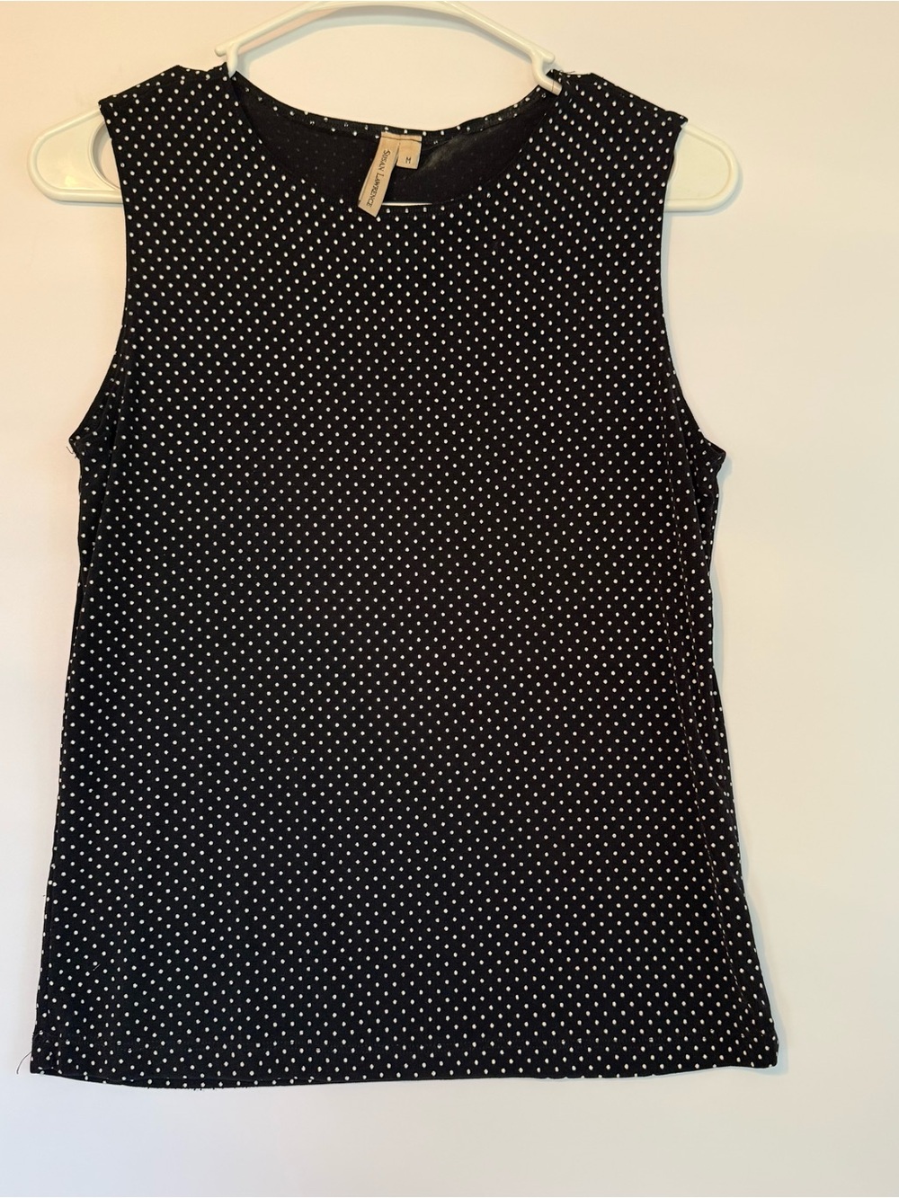 Susan Lawrence Black Sleeveless Tank with White Polka-Dot Trim